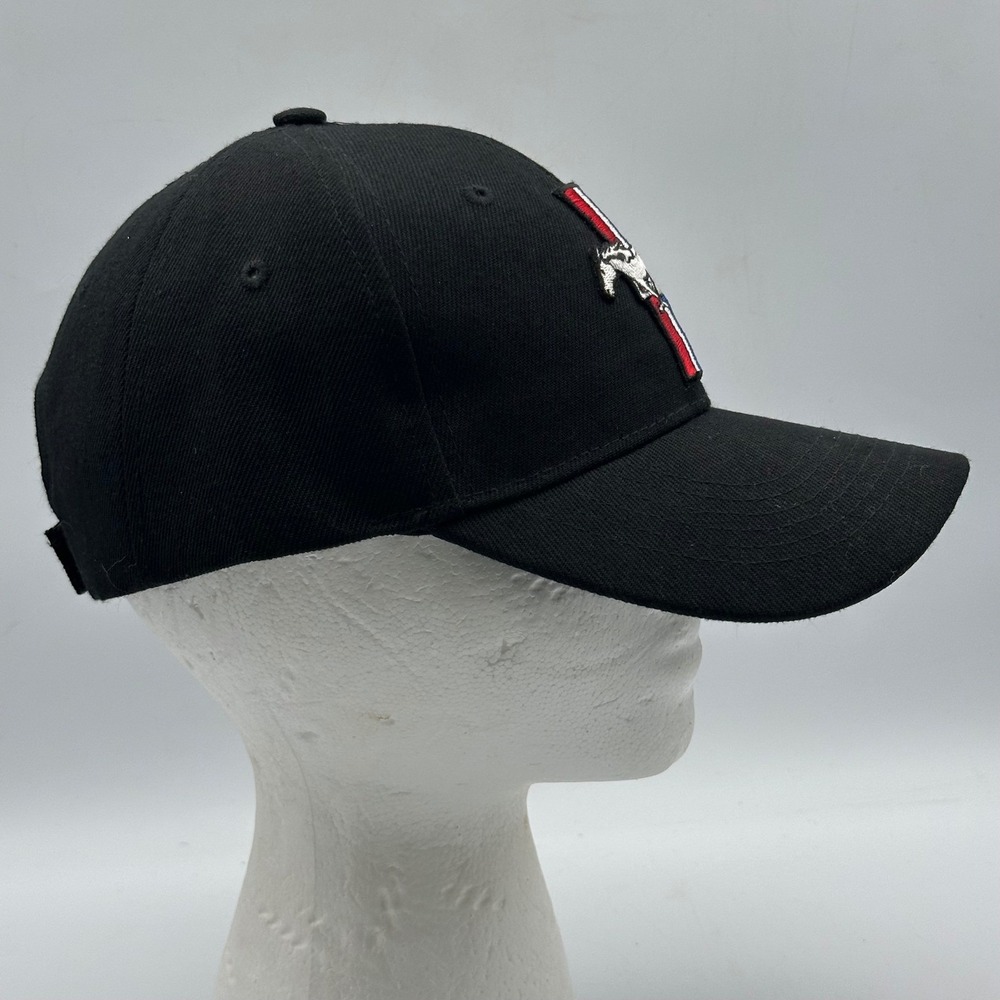 Ford Mustang Baseball Cap Black Wool Blend Embroidered Pony Tri-Bar Logo Hat - Picture 3 of 7